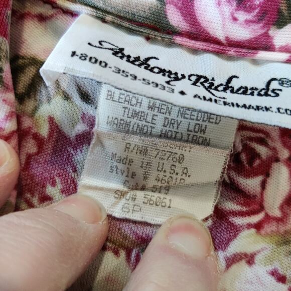 Anthony Richards Vintage Floral Fit & Flare Button Down Midi Shirt Dress Size 6P - Picture 7 of 11